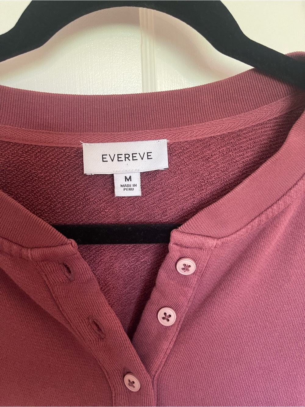 Evereve Dusty Mauve Button-Up Henley Sweatshirt - Picture 2 of 5
